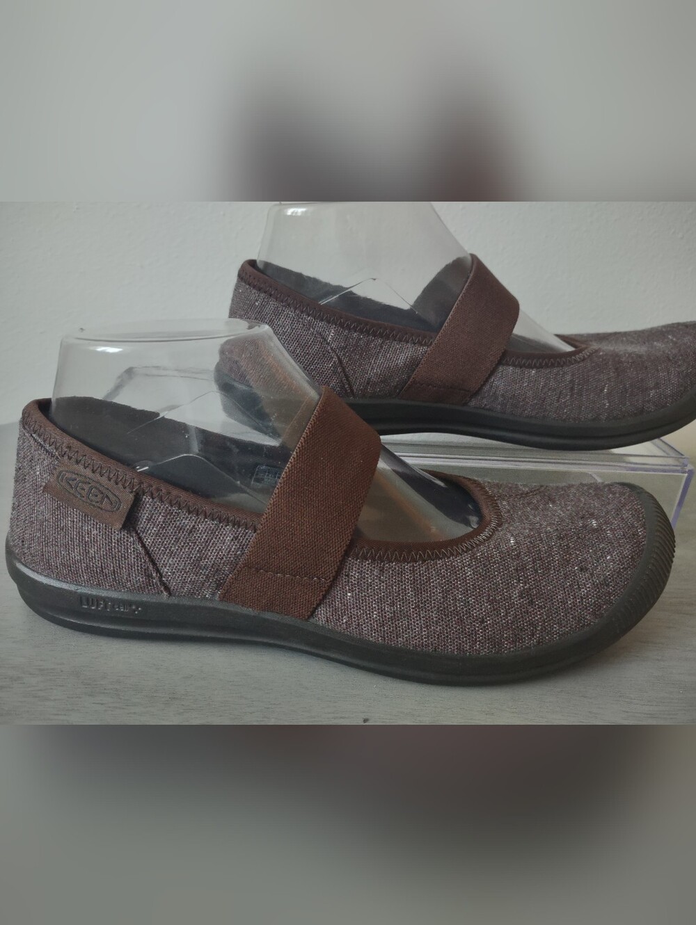 Keen Lorelai Mary Jane Flats 1022616 Canvas Strap Shoes 8.5 Excellent! Brown